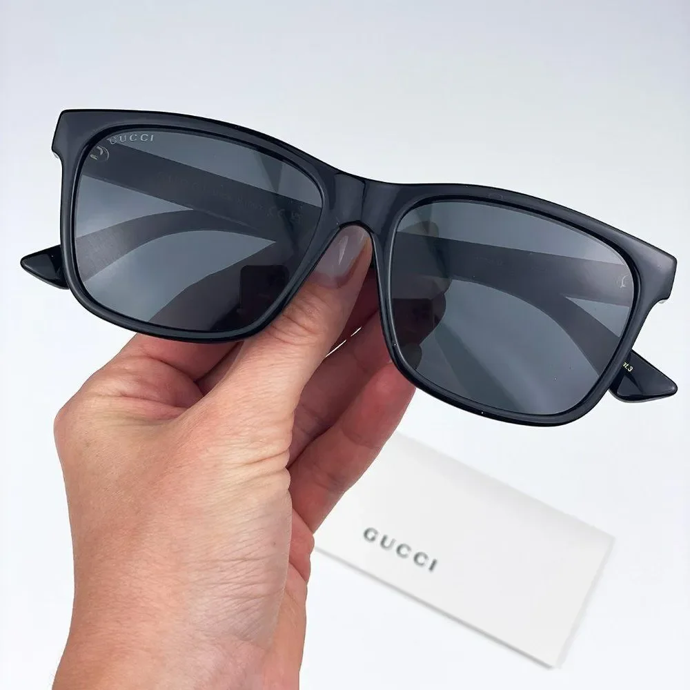 GUCCI GG0746SA 001 Sunglasses Black Gray Anti-Reflective Square Unisex